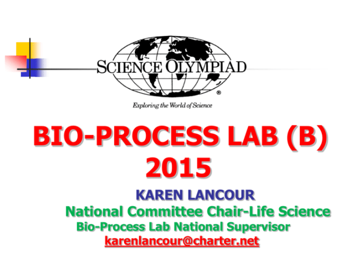 Bio process lab science olympiad